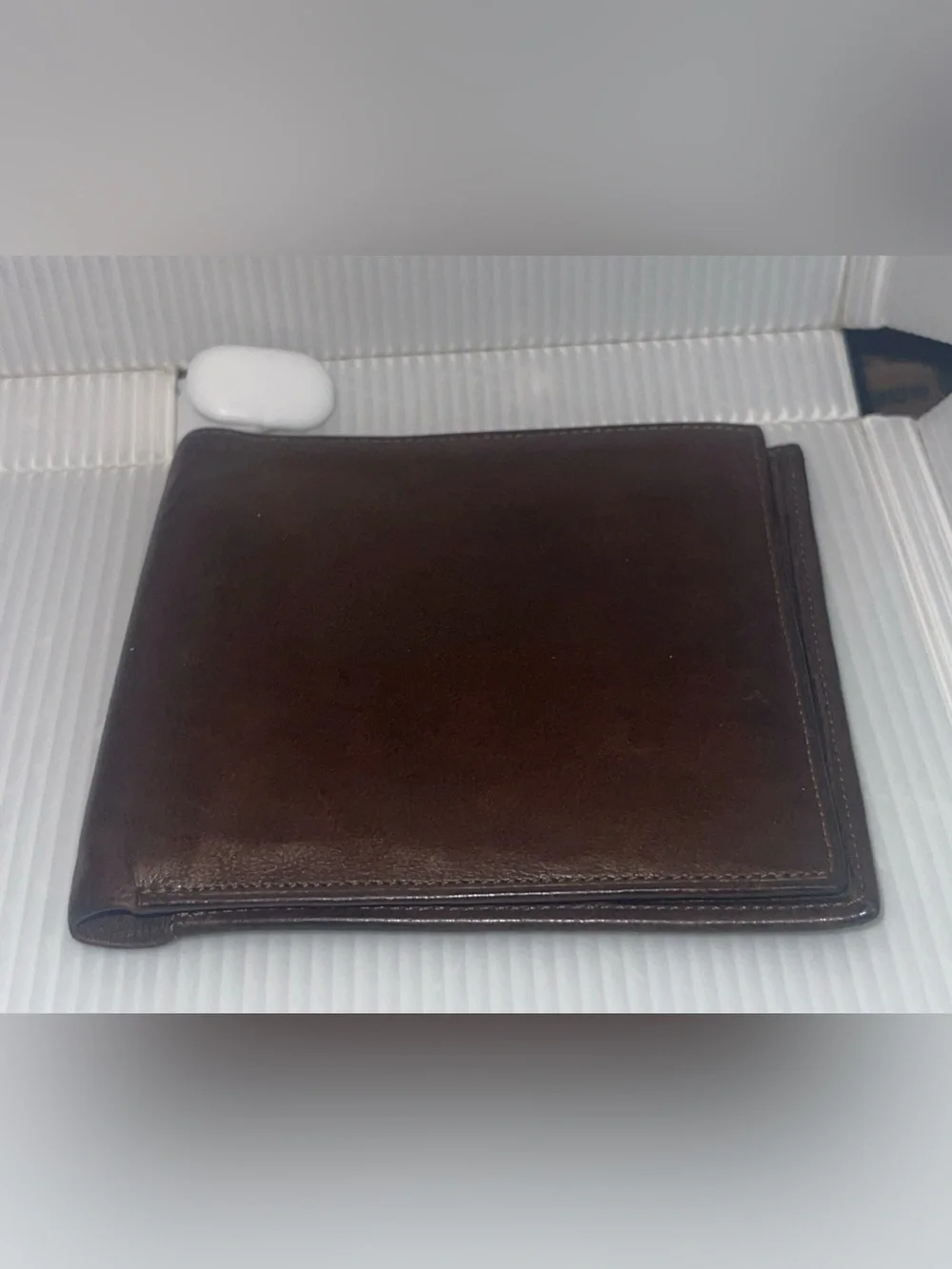 Longchamp Brown Leather Bifold Wallet, Made in France